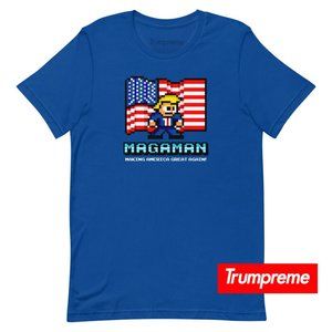 TRUMP MAGA MAN tshirt 8-bit mega man style